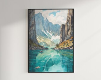 Majestätisk fjord - Ett hisnande handritat landskap