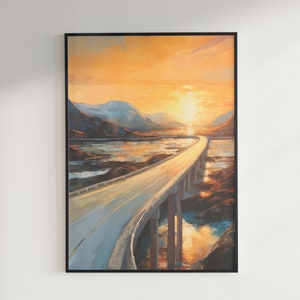 Oil Painting - Atlantic Ocean Road, Norway at Sunset - Digital Download
