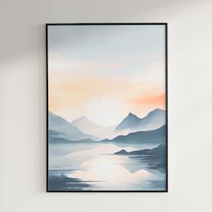 Skandinavisk tystnad - Digital oljemålning av skandinaviskt fjordlandskap bild 1