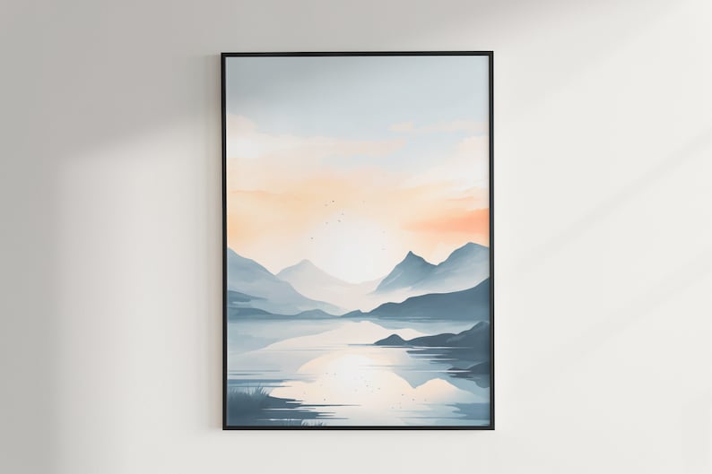 Skandinavisk tystnad - Digital oljemålning av skandinaviskt fjordlandskap bild 1
