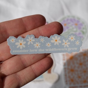 Christian Sticker, Bible Sticker, Waterproof Jesus Sticker Waterbottle Sticker, Consider how the wildflowers grow, Faith Sticker, Luke 12:27