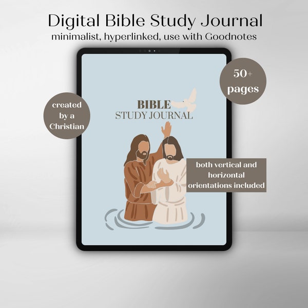 Digital Bible Study Journal, Bible Study Guide, Goodnotes, Hyperlinked, iPad & Android Bible Journal, Digital Bible Guide Prayer, Dusty Blue