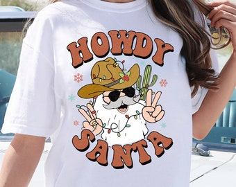 Retro Howdy Santa Shirt, Country Christmas Shirt, Christmas Cowboy Shirt, Retro Christmas T-Shirt