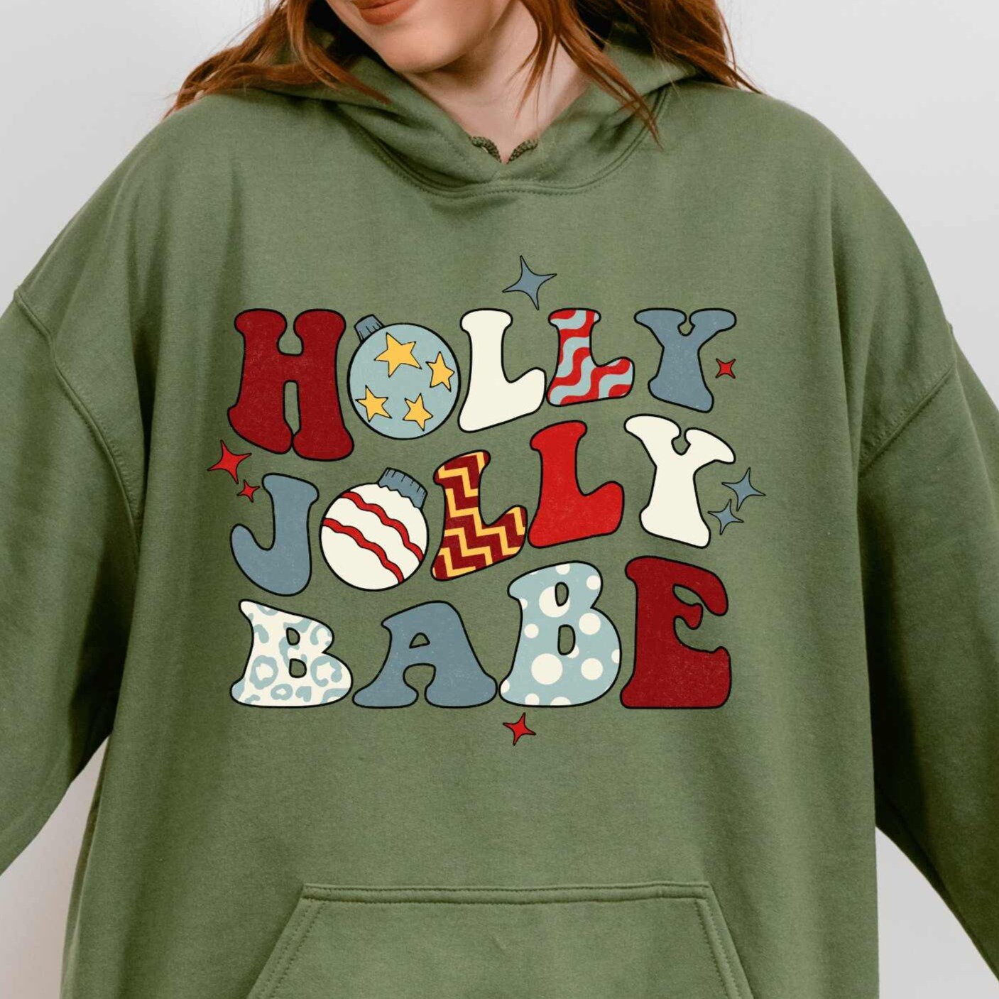 Holly Jolly Babe Christmas Sweatshirt, Retro Christmas T-Shirt, Retro Xmas Sweatshirt, Cute Christmas Sweatshirt, Family Christmas Hoodie