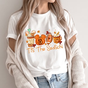 Mickey Ears Disney Halloween Coffee Tis The Season Shirt, Disney Fall Thanksgiving Pumpkin Coffee Latte, Disneyland Autumn Pumpkin Matching