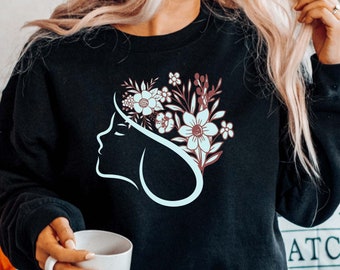 Mental Health Portrait Flowers Sweatshirt, Mental Health Hoodie, Mental Health Aesthetic Sweater, Mental Health Awareness Crewneck