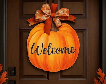 Fall Pumpkin Welcome Door Sign