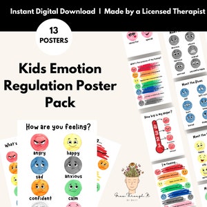 Kids Emotion Regulation Posters, Social Emotional Learning SEL, Calming Corner Posters, Therapy Posters, Feelings Posters, Therapy Worksheet