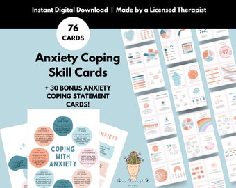 Tarjetas de habilidades para afrontar la ansiedad, Tarjetas de afrontamiento para aliviar la ansiedad, Tarjetas de estrategia de afrontamiento, Rincón calmante, Tarjetas de ansiedad, Tarjetas de puesta a tierra