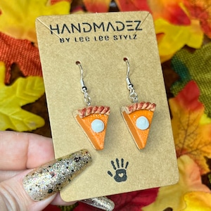 Pumpkin Pie Dangle Earrings || Thanksgiving Food Jewelry