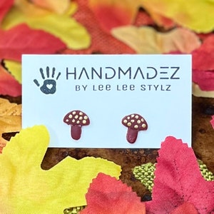 Spotted Mushroom Stud Earrings || Fall Jewelry