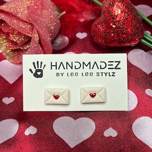 Pendientes de carta de amor // Joyería del día de San Valentín // Correo del corazón