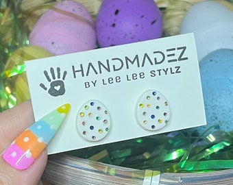 Speckled Egg Sparkles Stud Earrings | Easter Accessories | Spring Bling | Holiday Jewelry