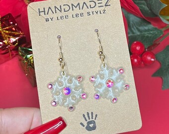 Pendientes colgantes de copos de nieve de invierno / Joyas navideñas / Joyas navideñas
