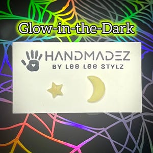 Glowing Moon and Star Mix N Match Stud Earrings || Glow-in-the-Dark Accessories