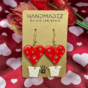 Heart Air Balloon Dangle Earrings || Valentine Bling || Valentine&#39;s Day Jewelry