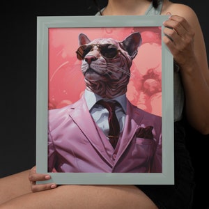 AI Pink Panther Digital Print Download - Artistic Feline Elegance for Your Space