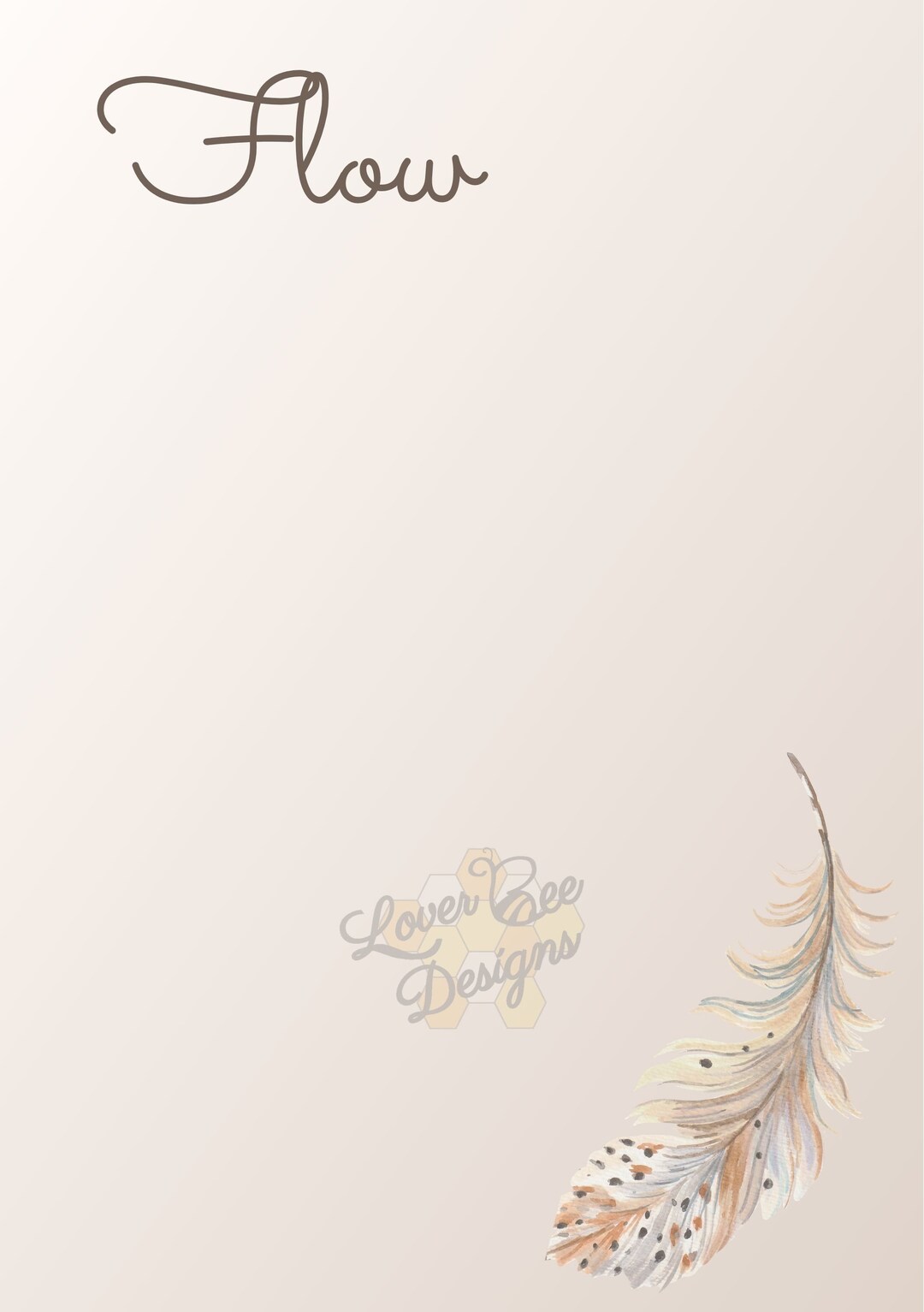 Digital Download Print Flow Feather Quill Notepad Sketchpad Etsy