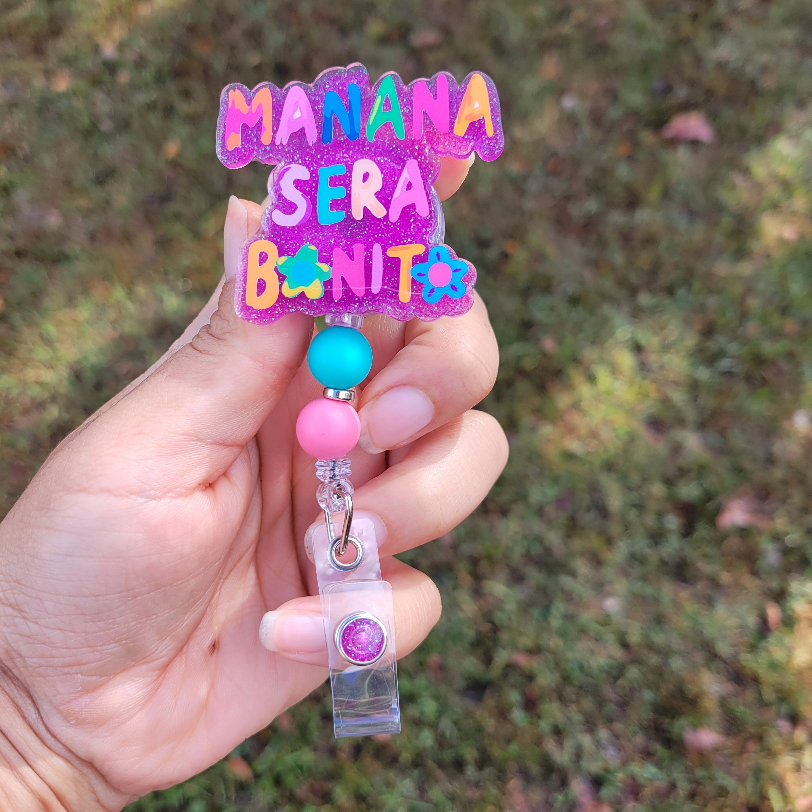 Karol G, La Bichota, Mañana Sera Bonito Badge Reel, ID Scan Card Holder Pink Karol G Nurse Badge