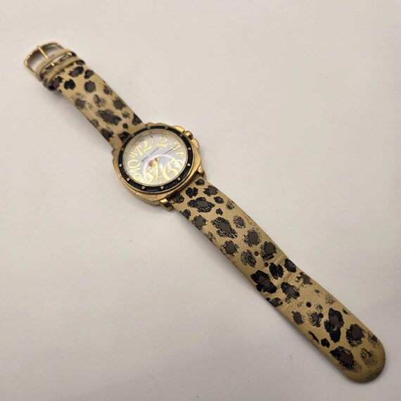 Vtg Betsey Johnson Gold Tone Leopard Print Watch With Heart Dial Leather Strap Etsy UK