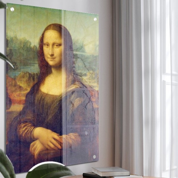 The Mona Lisa by Leonardo Da Vinci in Acrylic Glass 36x24" for Home/ Office Decoration Frameless Front Mount Spacers FAST & FREE SHIPPING