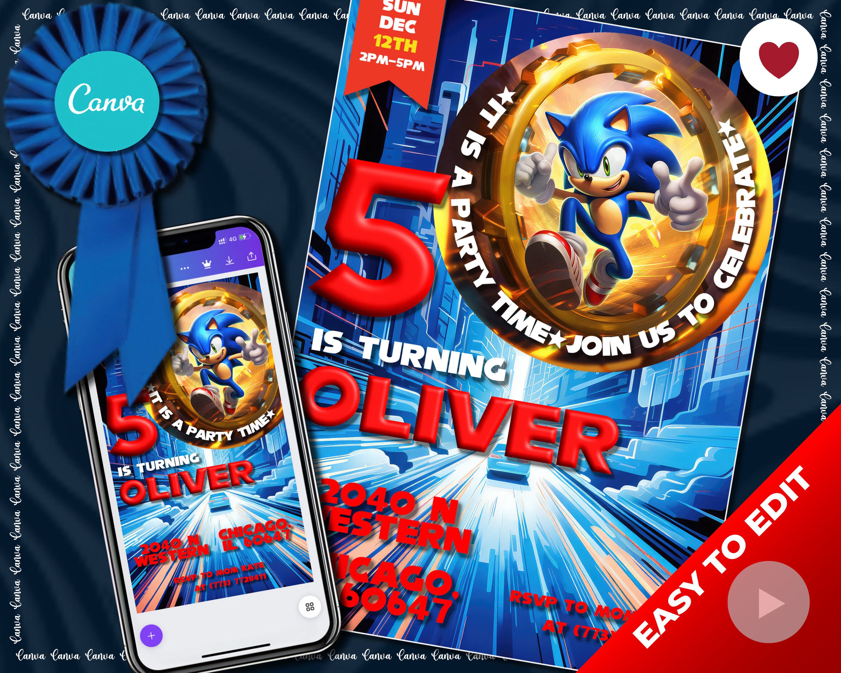 Sonic Party Invite Sonic Birthday Invitation Sonic Etsy