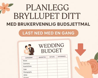 Bryllupsbudsjett mal | Excel-regneark | Enkel å BRUKE | Übersiktlig