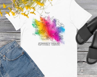 Pumpkin Patch Colorful Inkblot Halloween T-Shirt | Spooky Vibes | Cute Halloween T-Shirts | Tees for Women | Unique Halloween T-Shirt