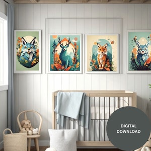 Woodland Animals Decor, Woodland Nursery Decor, Woodland Animals Prints, Animal Printable, Woodland Animals Nursery Wall Art