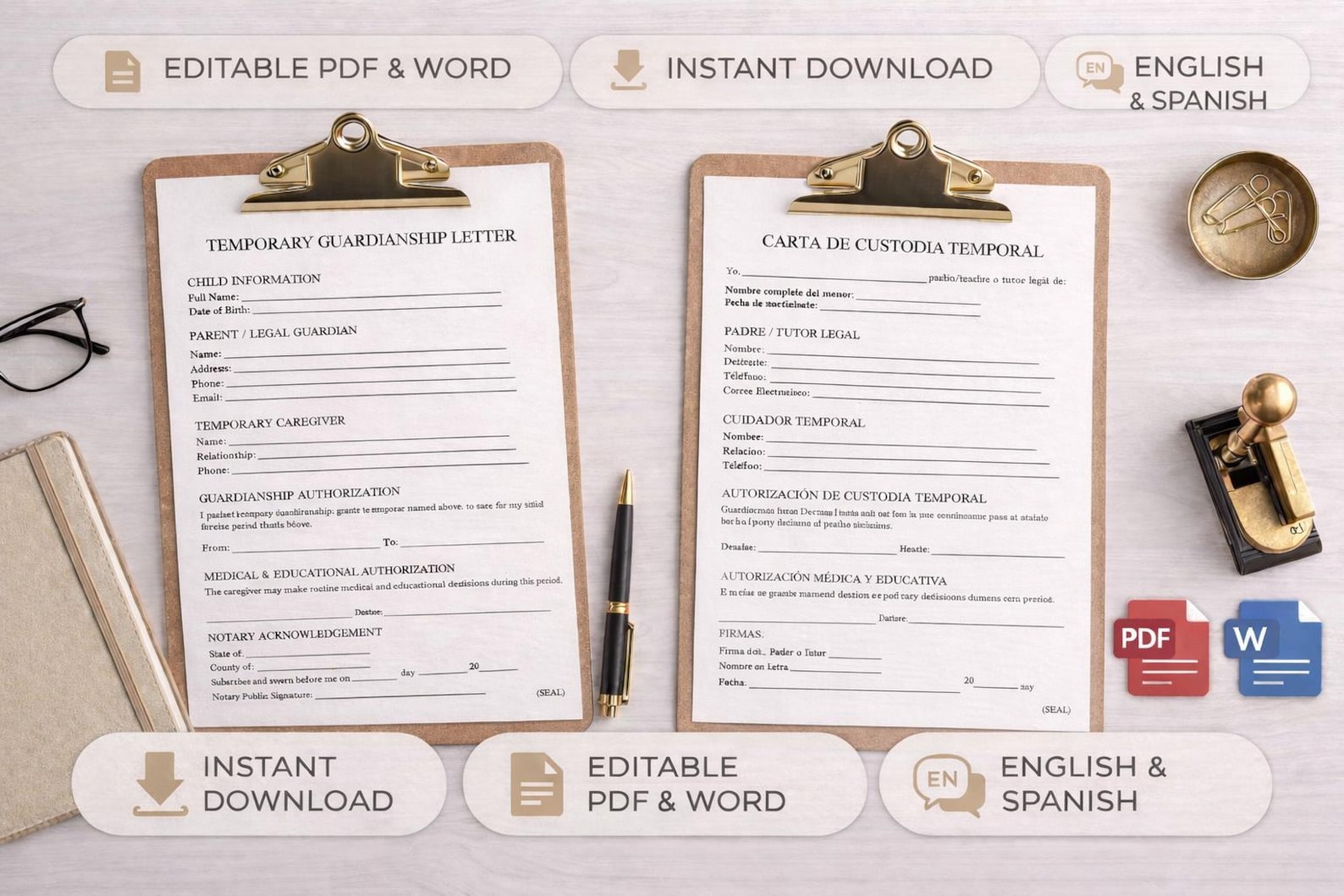 Temporary Guardianship Letter Template Bilingual Caregiver