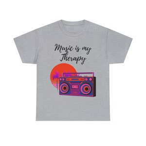 Retro Music is my Therapy Custom T-Shirt, White, Gray, Black, Music Shirts, Music Lovers Gift, 80s Music T Shirts, Rock Music T Shirt