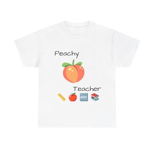 Peachy Teacher Short-Sleeve Crew-Neck Tee, Gift, Teacher of the Year, Short-Sleeve Crew-Neck T-shirt, Christmas, Birthday, Profession Gift