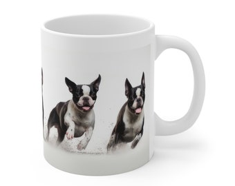 Boston Terrier Gang Coffee/Tea 11 oz Mug, Christmas, Dog-Lover Boston Terrier, Funny Mug, Custom Dog Coffee Mug, Dogs Mug, Pet Lover Gift