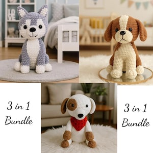Crochet Dog Pattern Bundle: Amigurumi Puppy & Husky Plush (PDF Download)