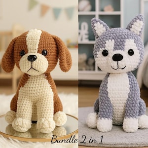 Crochet Dog Pattern Bundle: Amigurumi Puppy PDF Tutorial (2 Designs)