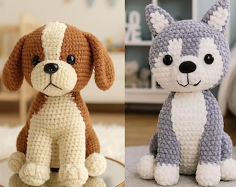 Hund Häkelanleitungen Bundle: Amigurumi Welpe PDF Anleitung (2 Designs)