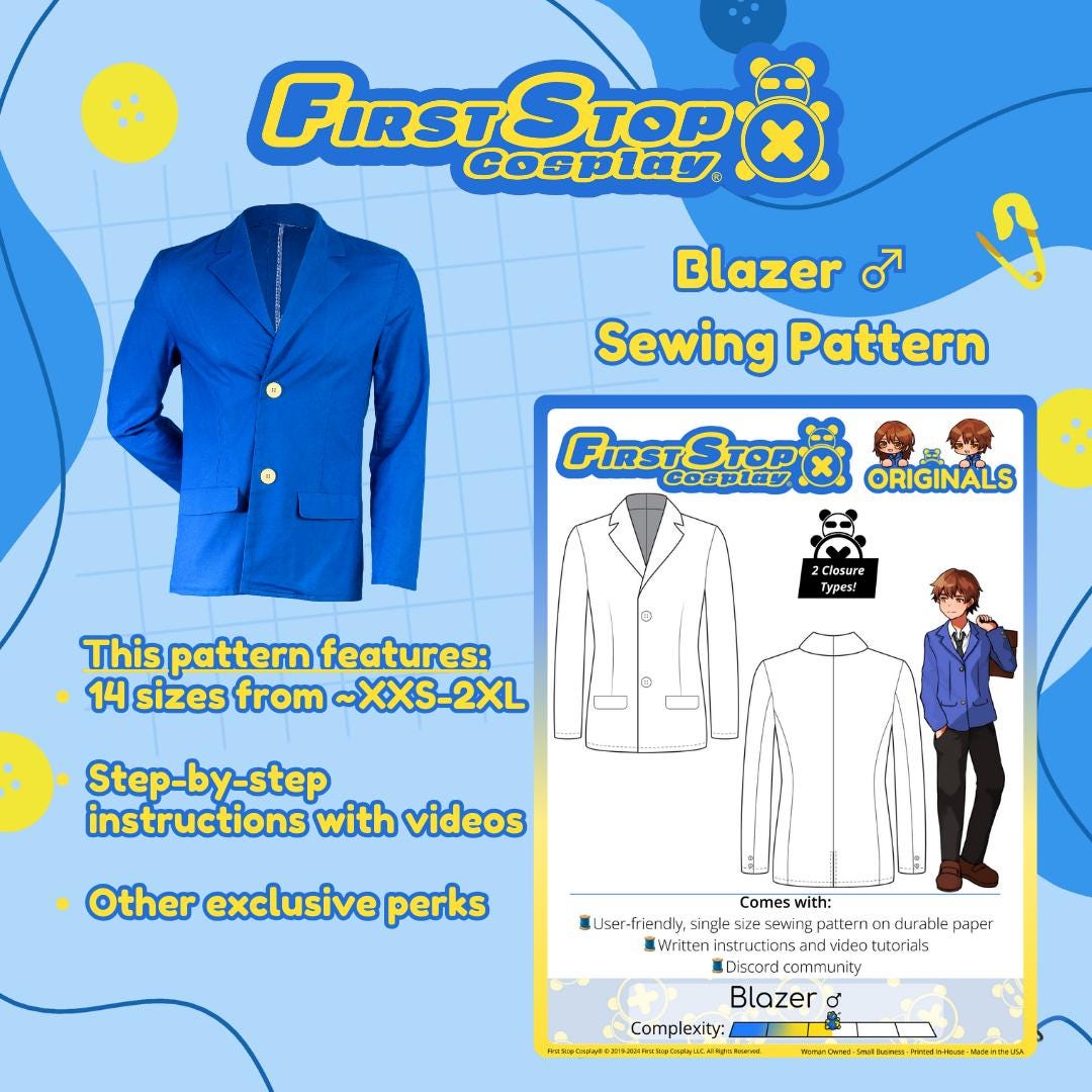 Smart & Sleek Blazer M Easy Sewing Patterns for Beginners Best Cosplay ...