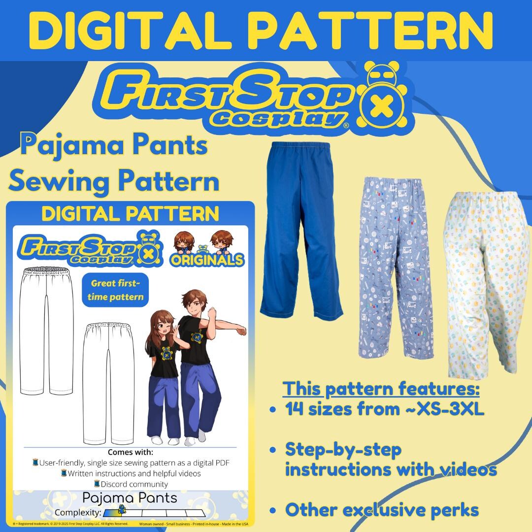 FSCO® DIGITAL Pajama Pants Sewing Pattern | Easy Sewing Patterns for ...