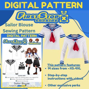Classic Japanese School Uniform Sewing Pattern | Womens XS Classic Japanese School Uniform Sewing Pattern | Womens XS