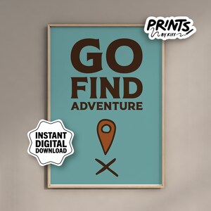Impresión de aventuras / Impresiones de senderismo vintage / Arte de pared de montaña retro / Decoración de exteriores salvajes / Póster de parque nacional / Habitación infantil de aventuras