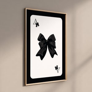 Trendy Black Ace Card Print Zwart-witte speelkaartprint, zwarte flirtstrik muurkunst Lana Esthetic print girly appartementdecor