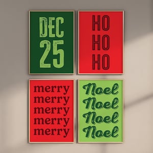 Rot und Grün Weihnachtsdruck, Weihnachtsdruck-Set, Feiertagsdekorwandkunst, Weihnachtsdekor druckbar, klassische Weihnachtswandkunst druckbar