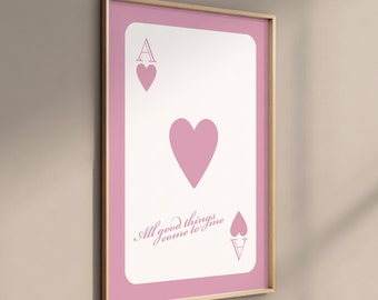 Pink Ace of Hearts Print | Trendy Playing Card Poster (Digital Download)