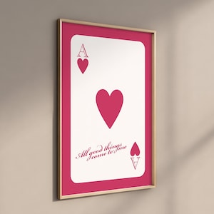 Trendy hartenaas-poster Good Things Come To Me-poster | Pink Ace Aesthetic Print speelkaartposter, Lana Del Aesthetic Room Decor