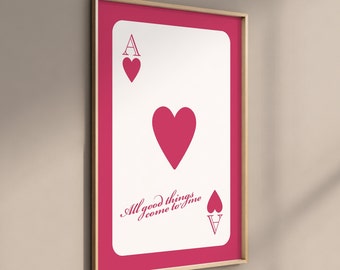 Pink Ace of Hearts Print | Trendy Playing Card Poster (Digital Download)