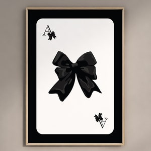 Zwarte strikken muurkunst print preppy poster college appartement decor, trendy oud geld esthetische flirt kamer decor girly kunst aan de muur