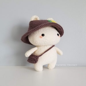 Amiwool Crochet Bear Pattern - Printable PDF - English Amigurumi Bear Pattern - Cute Sunflower Hat and Bag Accessories - Handmade Teddy Gift