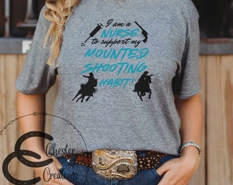 Nurse Mounted Shooting T-Shirt, Western Horse Lover Gift