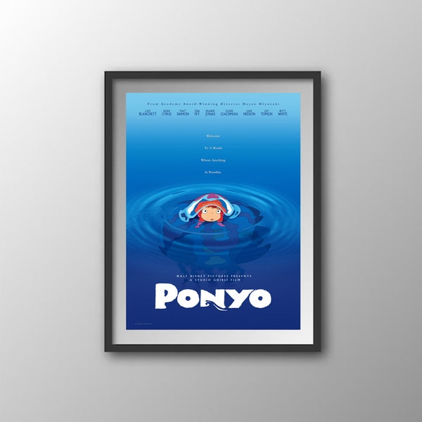 Ponyo on the Cliff by the Sea Movie Art Print for Vintage Home Decor