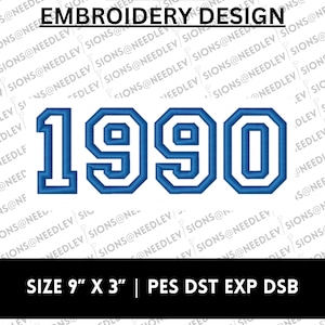 1990 Machine Embroidery Design | 9x3 Number Pattern (Digital Download)